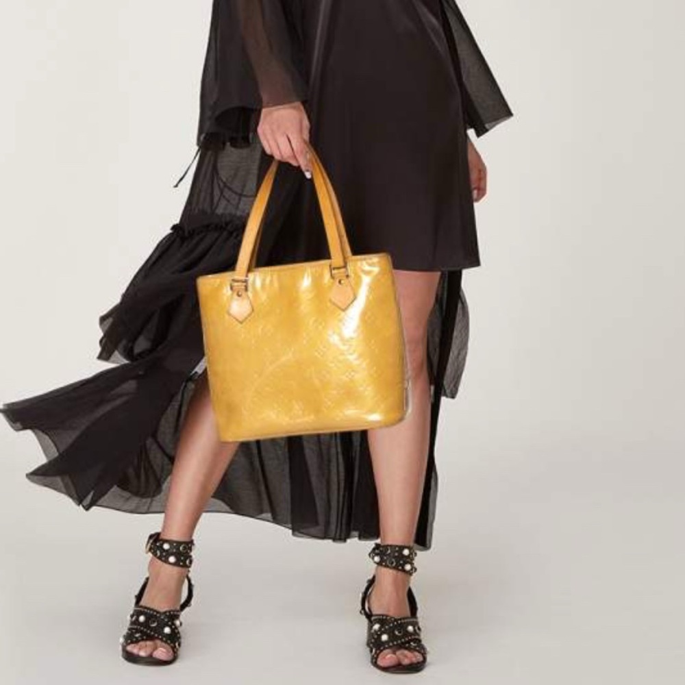 Louis Vuitton Vernis Houston Patent Leather Handbag - Gold Hardware - Mustard